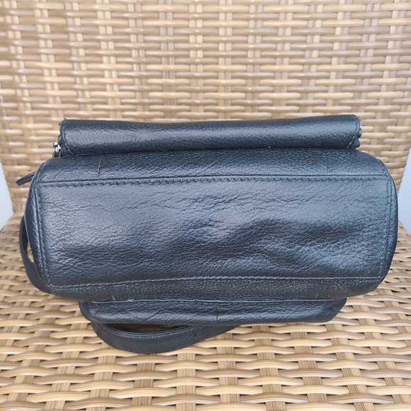 Fossil Black Leather Crossbody Shoulder Purse Bag Adjustable Strap - Picture 7 of 16